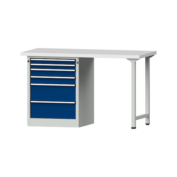 Combination workbench V/T-BL1500/2000 mm Model 814 KSP 40 mm RAL 7035/5010, 890 x 1500 x 700 - Combination workbench 1500 mm models 809 V - 816 V