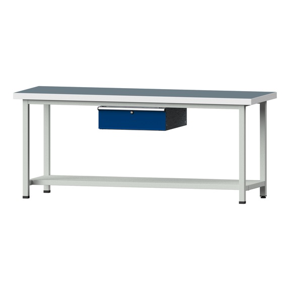 Work table, model 173, UBP 50 mm, RAL 7035/RAL 5010, 850 x 2000 x 800 mm - Working table 2000 mm static