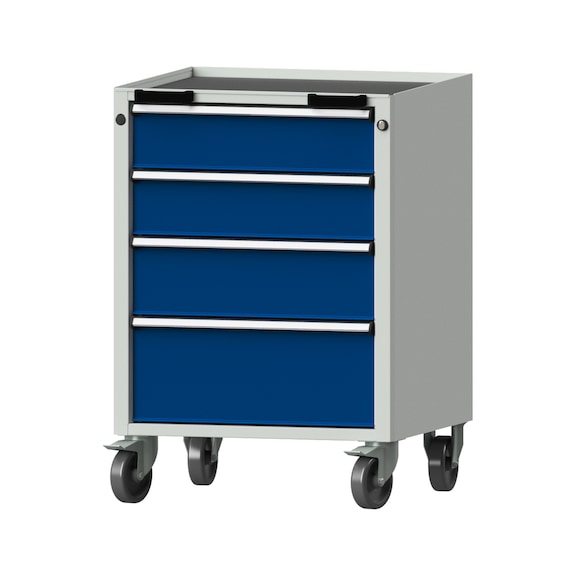 Roll container V/T - BL, model 73, storage tray, RAL 7035/RAL 5010, height 930 mm - Workshop trolley