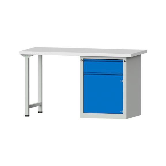 Combination workbench E 1500/2000 mm, model 801, KSP 40 mm, RAL 7035/RAL 5012 - Combination workbench E 1500 mm