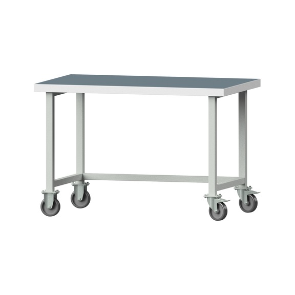 Arbeitstisch, Modell 140, UBP 50 mm, RAL 7035, 850 x 1270 x 800 mm - Arbeitstisch 1270 mm fahrbar