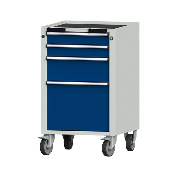 Roll container V/T - KS, model 72, storage tray, RAL 7035/RAL 5010, height 930 mm - Workshop trolley