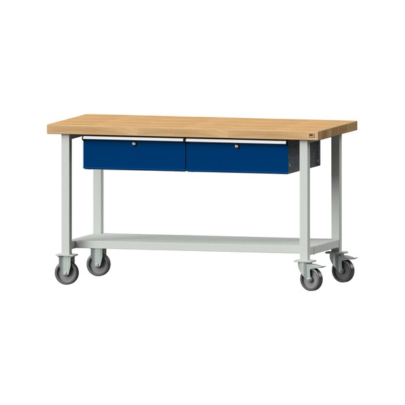 Work table, model 65, BMP 50 mm, RAL 7035/RAL 5010, 850 x 1500 x 700 mm - Working table 1500 mm movable