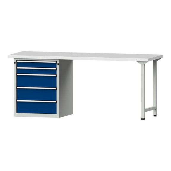 Combination workbench V/T-BL1500/2000 mm Model 830 KSP 40 mm RAL 7035/5010, 840x2000x700 - Combination workbench 2000 mm models 821 VH - 850 VH