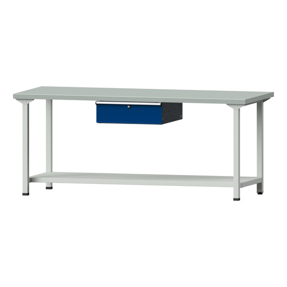 Work table, model 173, ZBP 40 mm, RAL 7035/RAL 5010, 840 x 2000 x 800 mm - Working table 2000 mm static