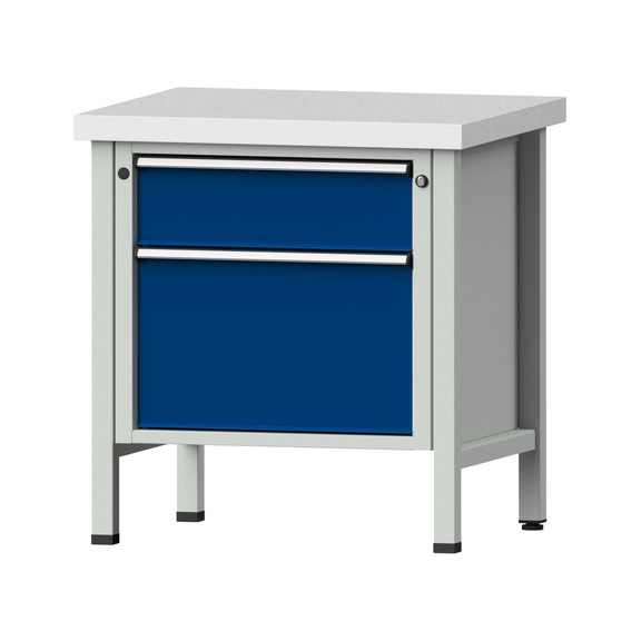 Box workbench V/T-BL 800 mm, model 55, KSP 50 mm, RAL 7035/5010, 850x800x700 - Cabinet workbench 1 block