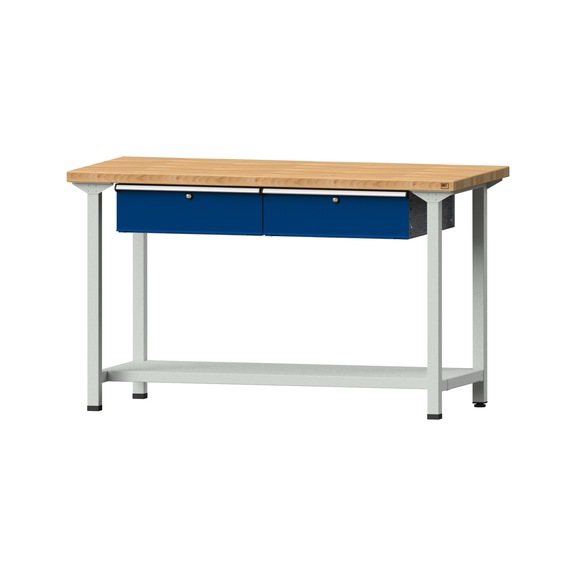 Work table, model 55, BMP 40 mm, RAL 7035/RAL 5010, 890 x 1500 x 700 mm - Working table 1500 mm static