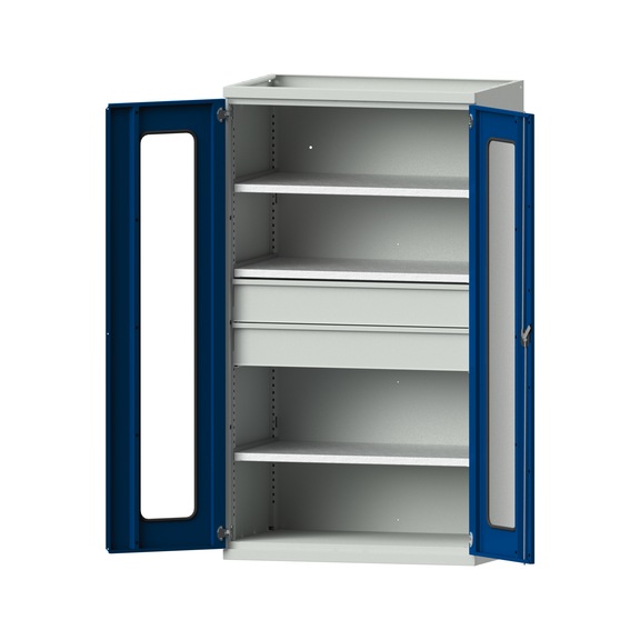 Heavy-duty cabinet T690 mm - H1950 mm, model 102, RAL 7035/RAL 5010, 620.014.0006 - Workshop cupboard