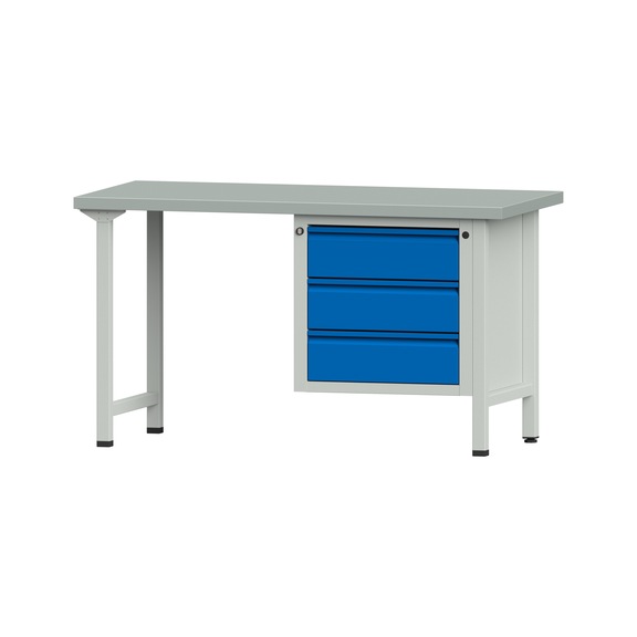 Combination workbench E 1500/2000 mm - 1UB, model 706, ZBP 40 mm, RAL 7035/RAL 5012 - Combination workbench E 1500 mm