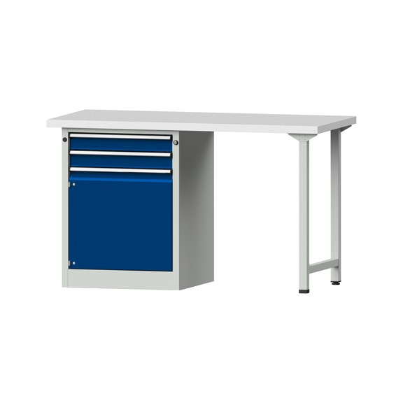 Kombiwerkbank V/T-BL1500/2000 mm Modell 802 KSP 40mm RAL 7035/5010, 890x1500x700 - Kombiwerkbank V - BL 1500 mm Modelle 801 V - 808 VH