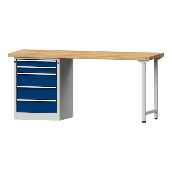 Combination workbench V/T-BL1500/2000 mm Model 830 BMP 50 mm RAL 7035/5010, 900 x 2000 x 700 - Combination workbench 2000 mm models 821 VH - 850 VH