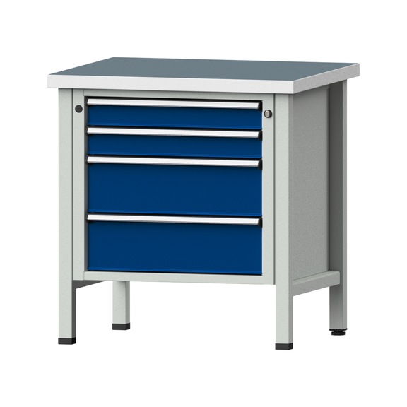 Box workbench V/T-BL 800 mm, model 21, UBP 40 mm, RAL 7035/5010, 840x800x700 - Cabinet workbench 1 block