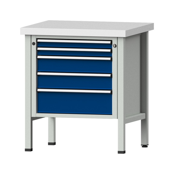 Box workbench V/T-BL 800 mm, model 29, KSP 50 mm, RAL 7035/5010, 900x800x700 - Cabinet workbench 1 block