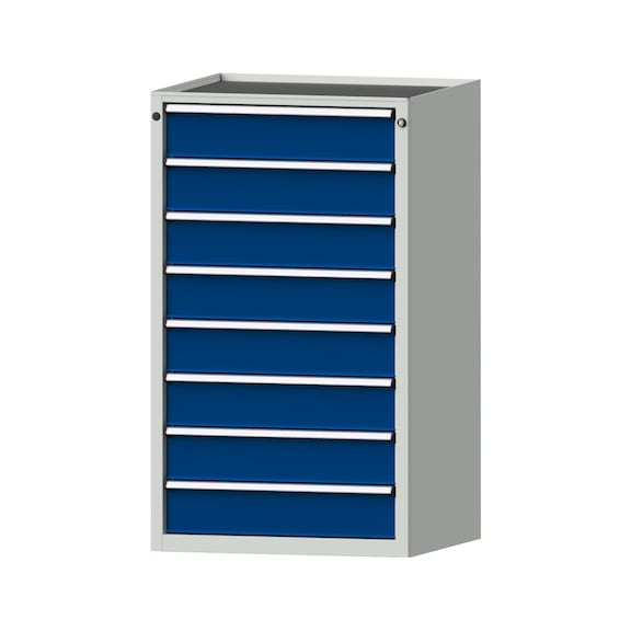 Drawer cabinet V760 model 4002 Storage tray RAL 7035/5010 Height 1280 mm, 200 kg - Cupboard with drawers (storage equipment, workshop)