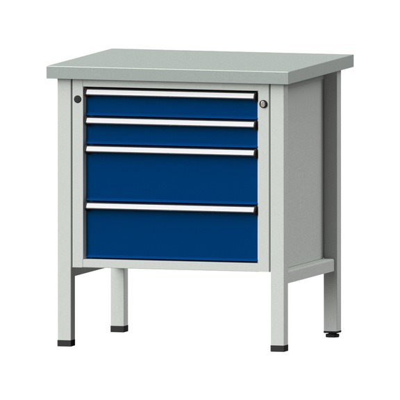 Box workbench V/T-BL 800 mm, model 21, ZBP 40 mm, RAL 7035/5010, 890x800x700 - Cabinet workbench 1 block