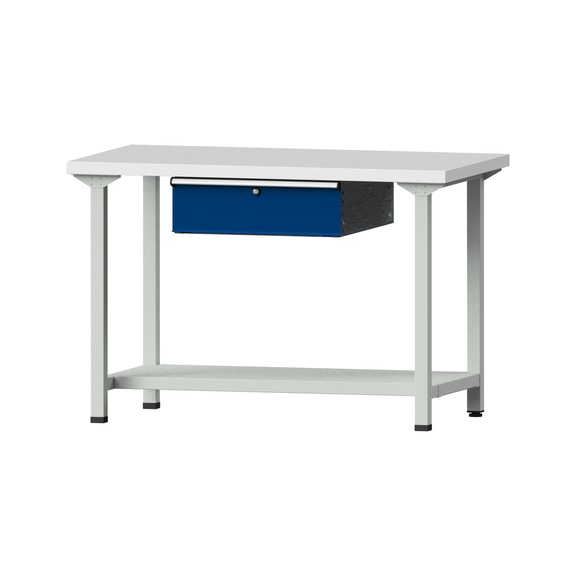 Work table, model 33, KSP 40 mm, RAL 7035/RAL 5010, 840 x 1270 x 700 mm - Working table 1270 mm static