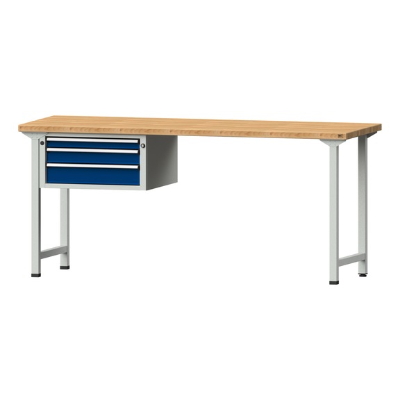 Combination workbench V/T-BL1500/2000 mm Model 522 BMP 40 mm RAL 7035/5010, 890 x 2000 x 700 - Combination workbench 2000 mm models 521 V - 726 V