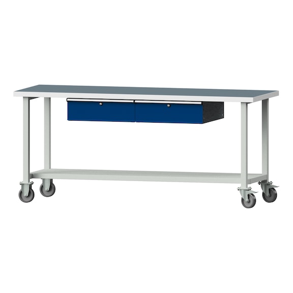Work table, model 85, UBP 40 mm, RAL 7035/RAL 5010, 890 x 2000 x 700 mm - Working table 2000 mm movable