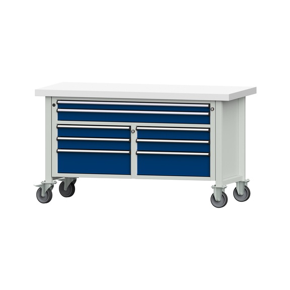 Box workbench 1500 3-piece housing model 259 KSP 50 mm 7035/5010 850x1500x700 - Cabinet workbench 2 blocks 1500 3-piece