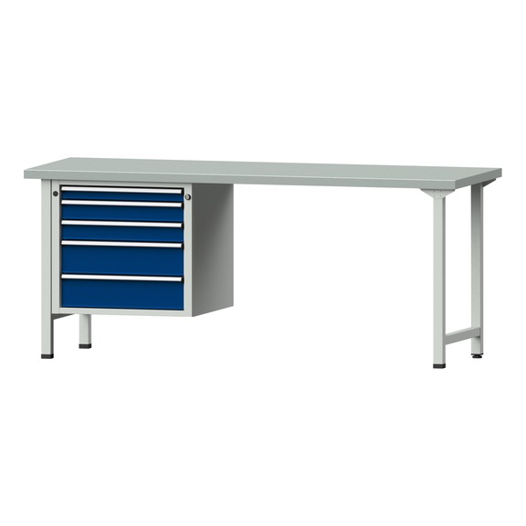 Kombiwerkbank V/T-BL1500/2000 mm Modell 723 ZBP 40mm RAL 7035/5010, 840x2000x700 - Kombiwerkbank V - BL 2000 mm Modelle 809 V - 816 V