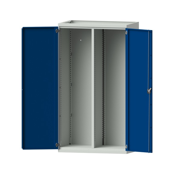 Schwerlastschrank T630mm - H1950mm, Modell 200, RAL 7035/RAL 5010, 620.011.0032 - Werkstattschrank