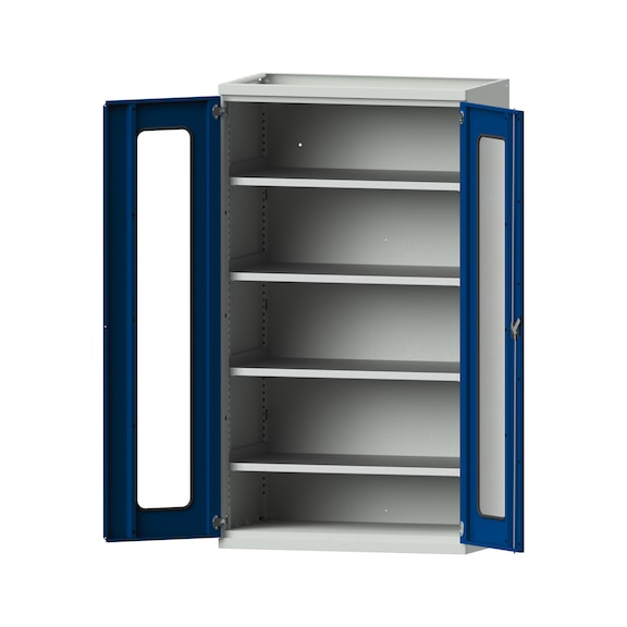 Heavy-duty cabinet W630 mm - H1950 mm, model 101, RAL 7035/RAL 5010, 620.011.0011 - Workshop cupboard