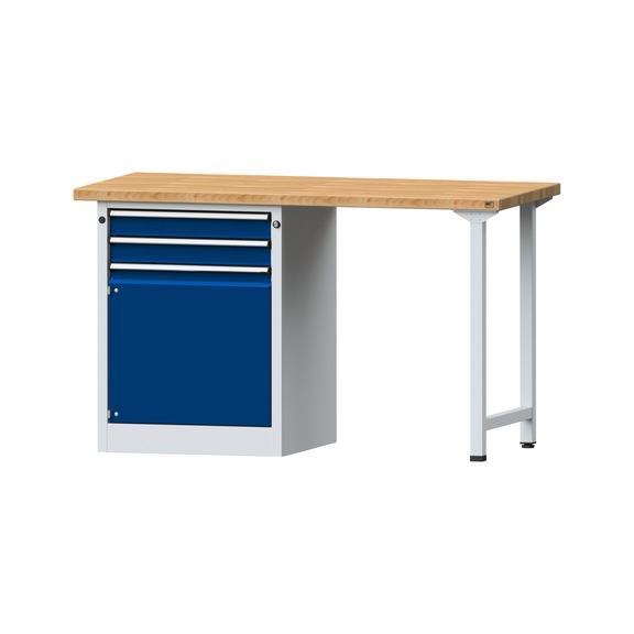 Kombiwerkbank V/T-BL1500/2000 mm Modell 802 BMP 40mm RAL 7035/5010, 890x1500x700 - Kombiwerkbank V - BL 1500 mm Modelle 801 V - 808 VH