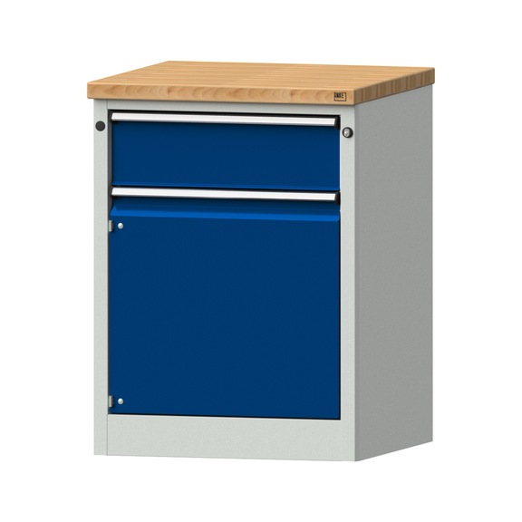 Side cabinet BL, model 102, BMP 40 mm, RAL 7035/RAL 5010, height 890 mm - Workshop cupboard