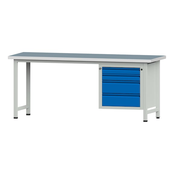 Combination workbench E 1500/2000 mm - 1UB, model 727, UBP 40 mm, RAL 7035/RAL 5012 - Combination workbench E 2000 mm