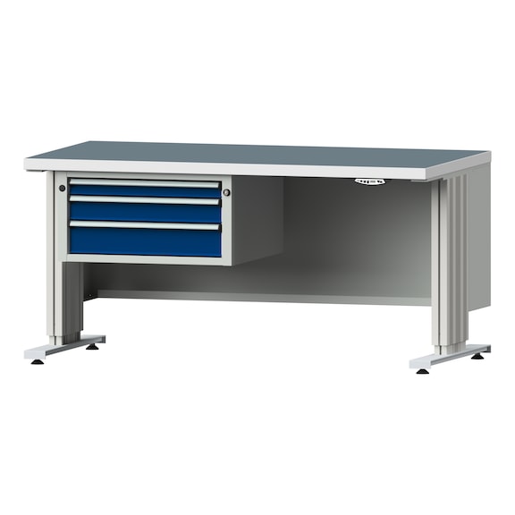 LIFT work table base, model 502, UBP 40 mm, RAL 7035/RAL 5010 - Combination workbench LIFT