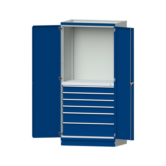 Base cabinet modular cabinet system, model 3007, RAL 7035/5010, 999.170.0058 - Workshop cupboard