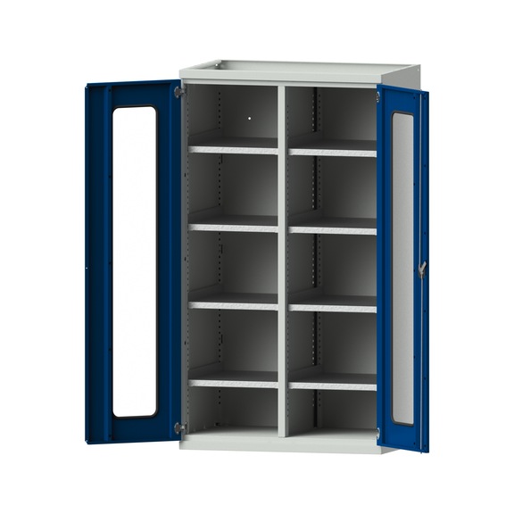 Heavy-duty cabinet W690 mm - H1950 mm, model 201, RAL 7035/RAL 5010, 620.014.0117 - Workshop cupboard