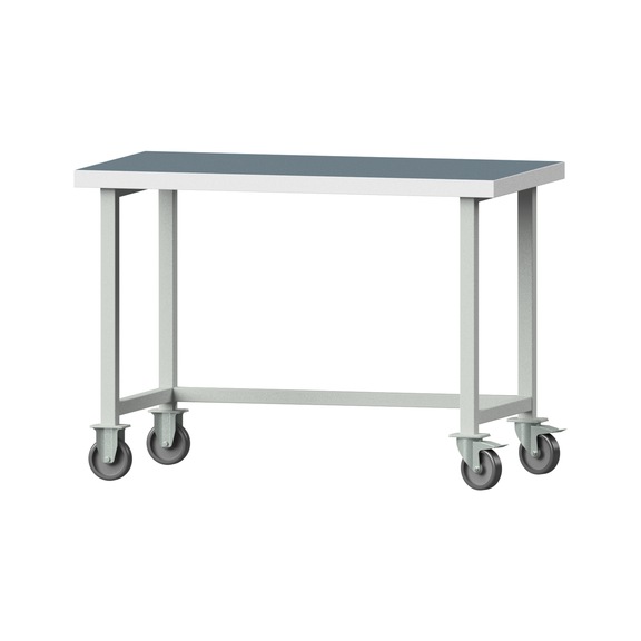 Arbeitstisch, Modell 40, UBP 50 mm, RAL 7035, 900 x 1270 x 700 mm - Arbeitstisch 1270 mm fahrbar