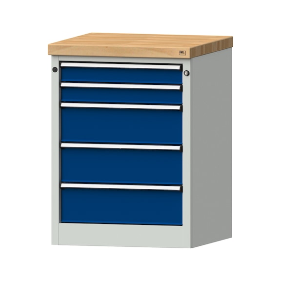 Side cabinet BL, model 104, BMP 50 mm, RAL 7035/RAL 5010, height 900 mm - Workshop cupboard