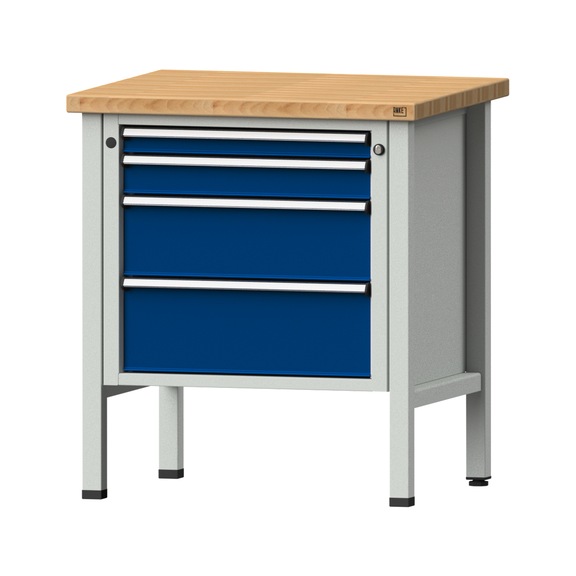 Box workbench V/T-BL 800 mm, model 19, BMP 40 mm, RAL 7035/5010, 890x800x700 - Cabinet workbench 1 block