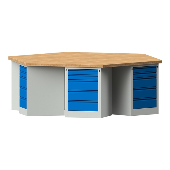 Group workbench E, model 806, BMP 50 mm, RAL 7035/RAL 5012, 900 x 2700 x 2340 mm - Group workbench