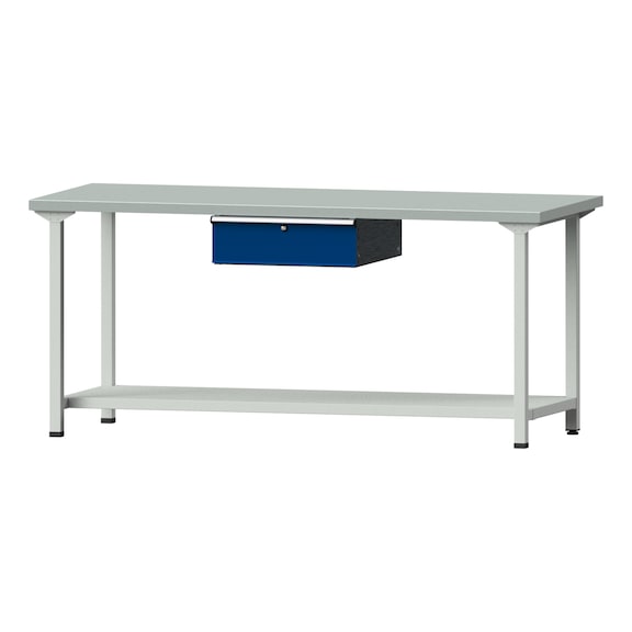 Work table, model 173, ZBP 40 mm, RAL 7035/RAL 5010, 890 x 2000 x 800 mm - Working table 2000 mm static