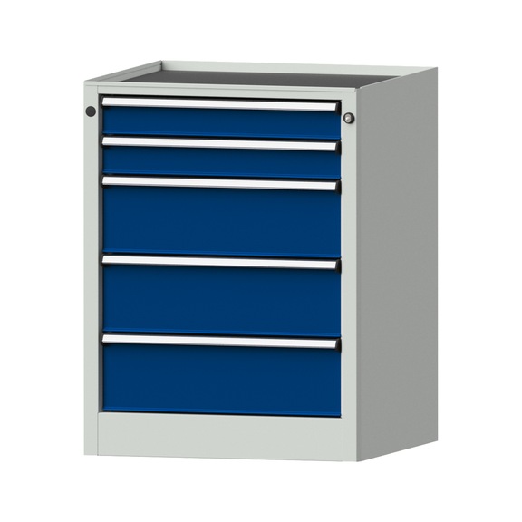 Side cabinet BL, model 104, storage tray, RAL 7035/RAL 5010, height 850 mm - Workshop cupboard