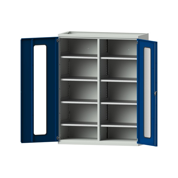 Heavy-duty cabinet W630 mm - H1950 mm, model 401, RAL 7035/RAL 5010, 620.011.0313 - Workshop cupboard