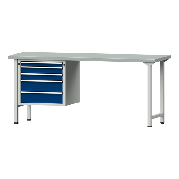 Combination workbench V/T-BL1500/2000 mm Model 723 ZBP 40 mm RAL 7035/5010, 890 x 2000 x 700 - Combination workbench 2000 mm models 521 V - 726 V