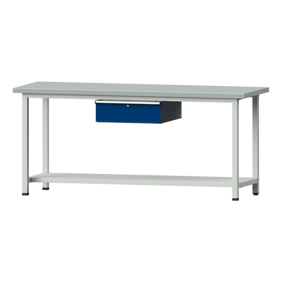 Work table, model 73, ZBP 40 mm, RAL 7035/RAL 5010, 890 x 2000 x 700 mm - Working table 2000 mm static