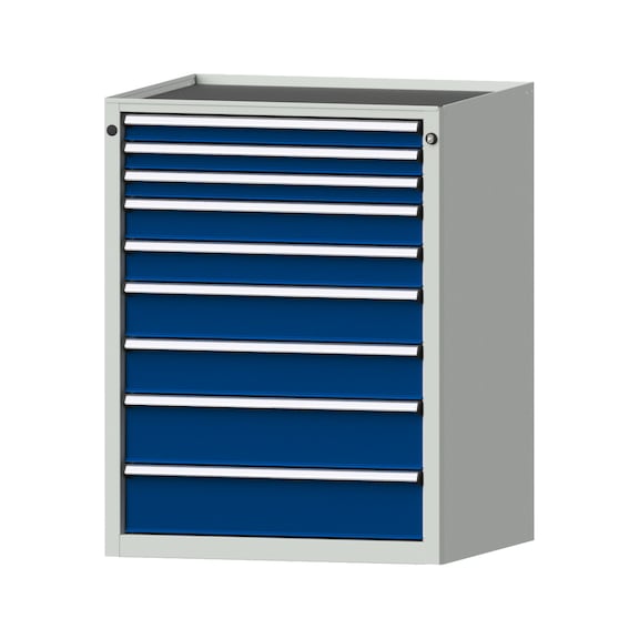 Drawer cabinet V760, model 3008, storage tray, RAL 7035/RAL 5010, height 980 mm - Cupboard with drawers (storage equipment, workshop)