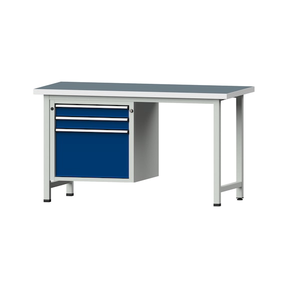 Combination workbench V/T-BL1500/2000 mm Model 702 UBP 40 mm RAL 7035/5010, 840x1500x700 - Combination workbench 1500 mm models 501 V - 709 V