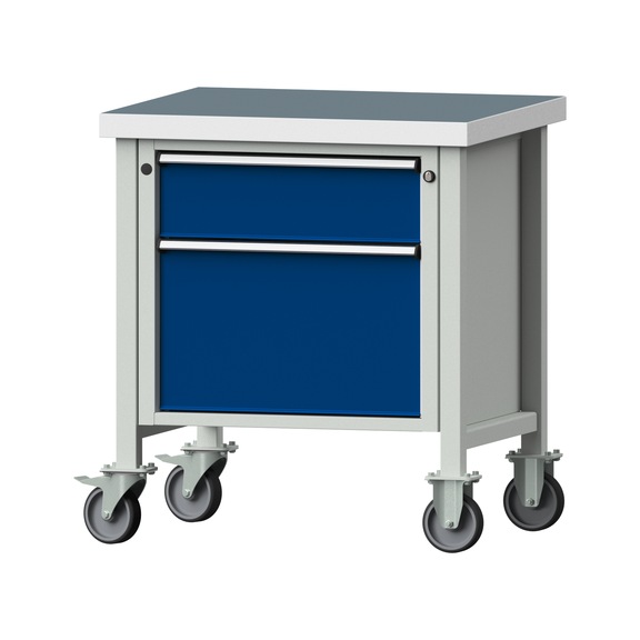 Box workbench V/T-BL 800 mm, model 55, UBP 50 mm, RAL 7035/5010, 900x800x700 - Cabinet workbench 1 block