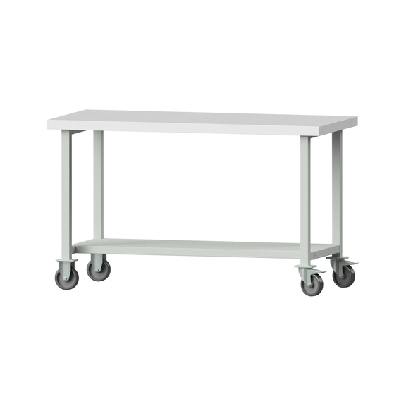 Arbeitstisch, Modell 61, KSP 50 mm, RAL 7035, 900 x 1500 x 700 mm - Arbeitstisch 1500 mm fahrbar