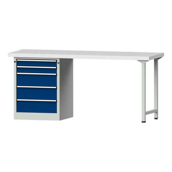 Combination workbench V/T-BL1500/2000 mm Model 830 KSP 50 mm RAL 7035/5010, 900 x 2000 x 700 - Combination workbench 2000 mm models 821 VH - 850 VH