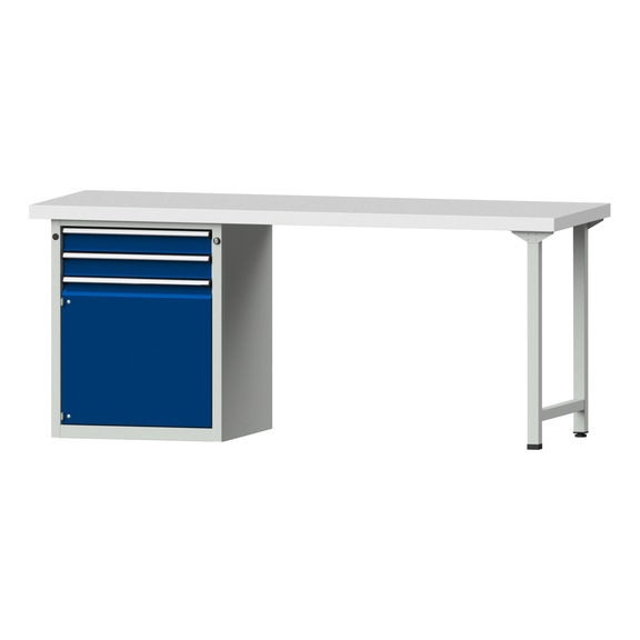 Kombiwerkbank V/T-BL1500/2000 mm Modell 822 KSP 50mm RAL 7035/5010, 850x2000x700 - Kombiwerkbank V - BL 2000 mm Modelle 821 VH - 850 VH