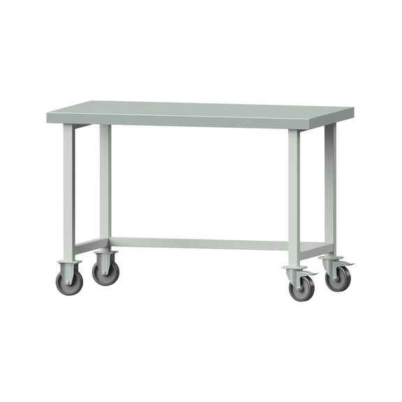 Arbeitstisch, Modell 40, ZBP 50 mm, RAL 7035, 850 x 1270 x 700 mm - Arbeitstisch 1270 mm fahrbar