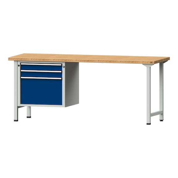 Combination workbench V/T-BL1500/2000 mm Model 722 BMP 40 mm RAL 7035/5010, 840 x 2000 x 700 - Combination workbench 2000 mm models 521 V - 726 V