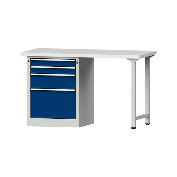 Combination workbench V/T-BL1500/2000 mm Model 807 KSP 40 mm RAL 7035/5010, 890 x 1500 x 700 - Combination workbench 1500 mm models 801 V - 808 VH